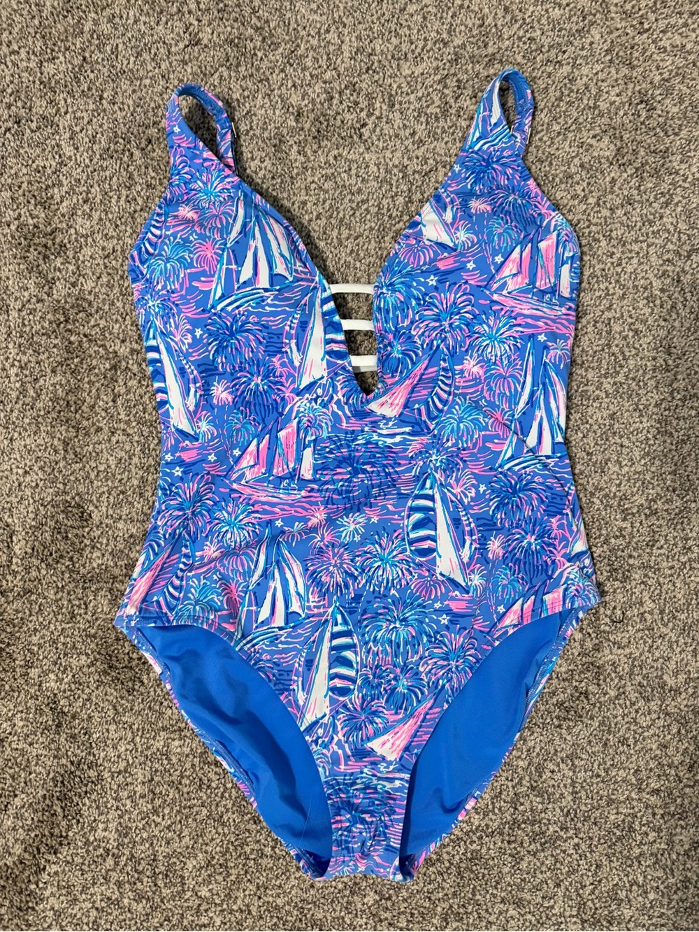 Lilly Pulitzer Jaspen One Piece Swimsuit Boca Blue - Its A Sailabration